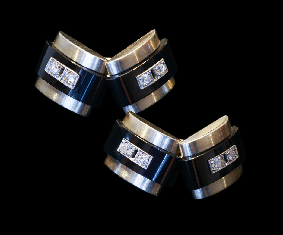 Art Deco onyx and diamond cufflinks