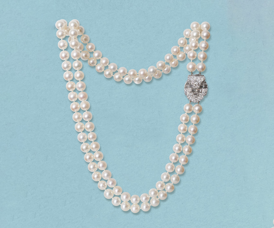 Art Deco pearl and diamond necklace